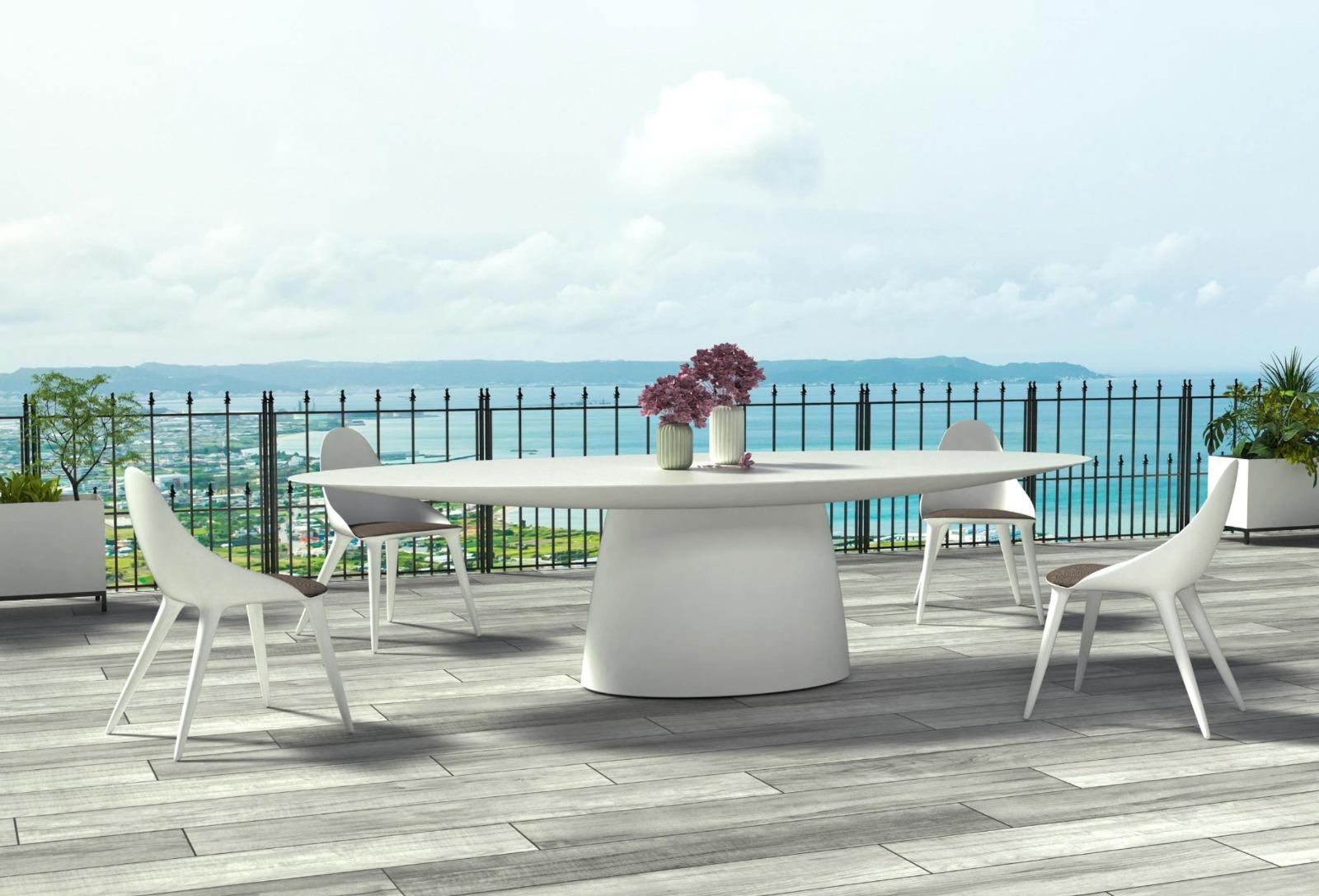 Modern New Design Dining Table in White Matte Suitable for Outdoor