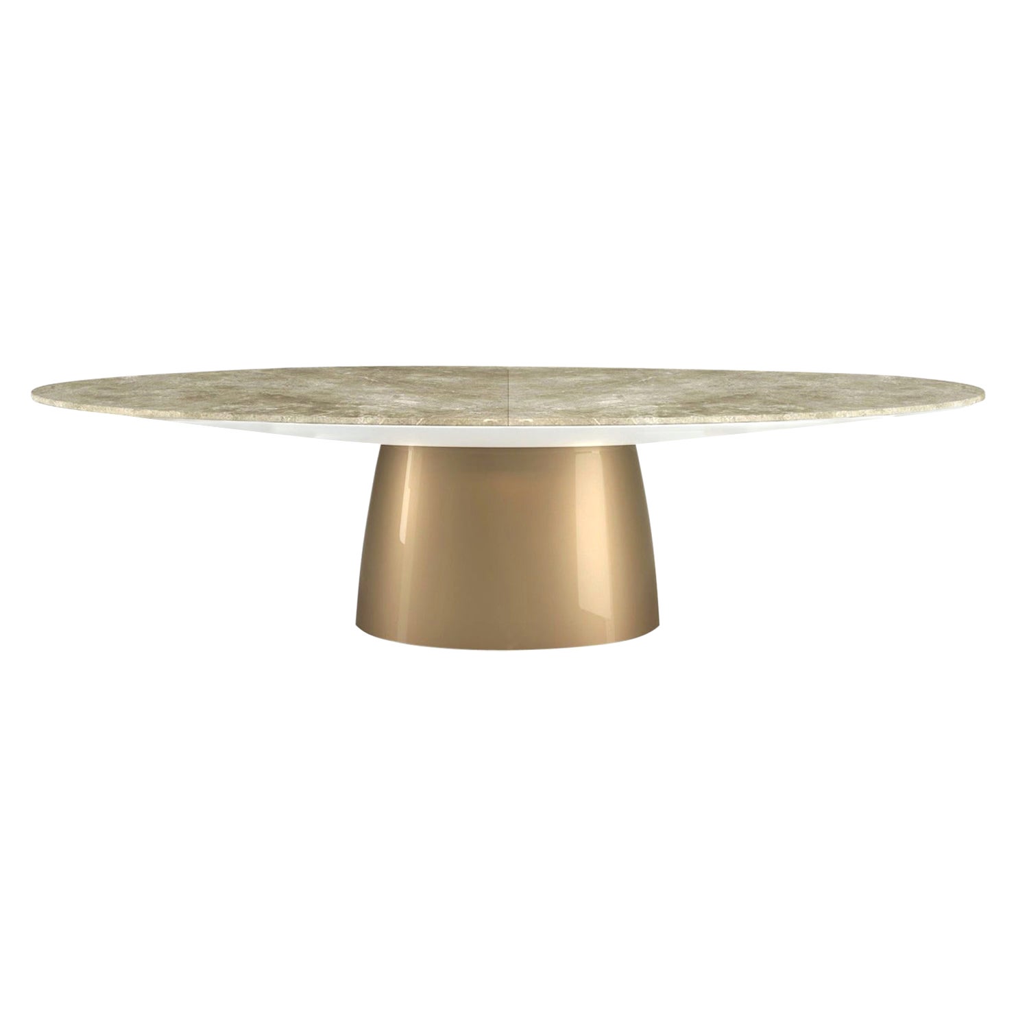 New Design Table de salle à manger en fibre de verre laquée en marbre blanc brillant en vente