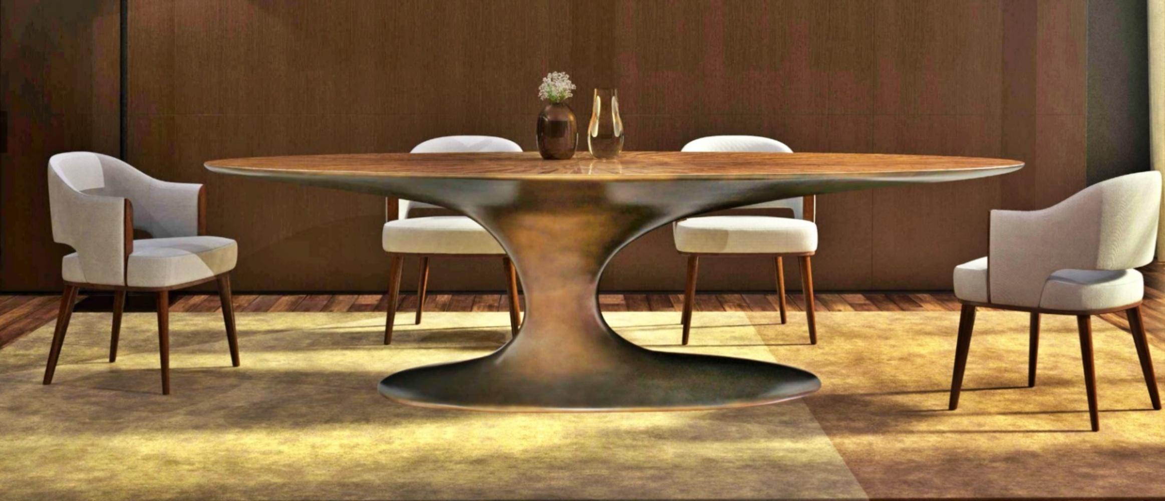 Modern New Design Dining Table in Wood and Resin For Sale