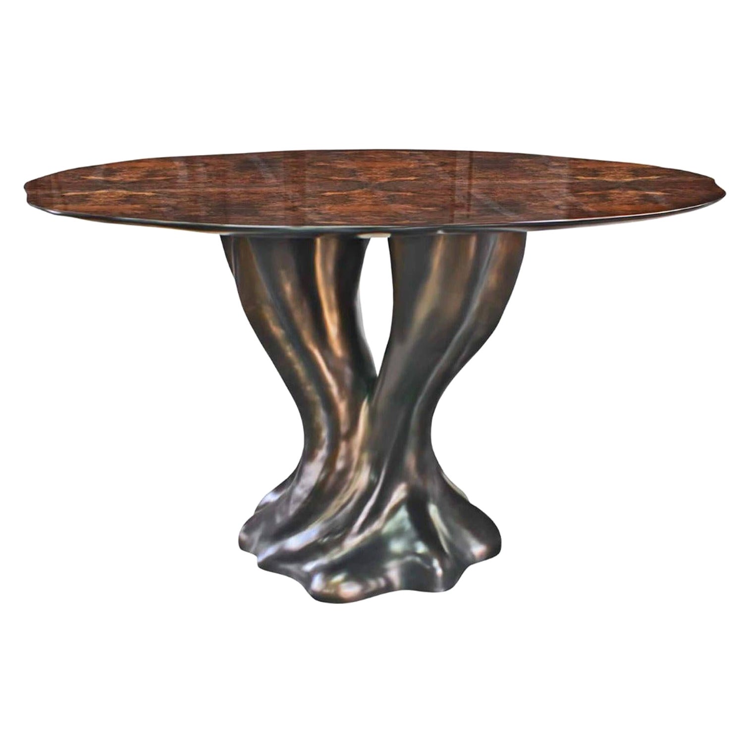 New Design Dining Table in Wood with Walnut Root Veneer 4/6 Persons For Sale