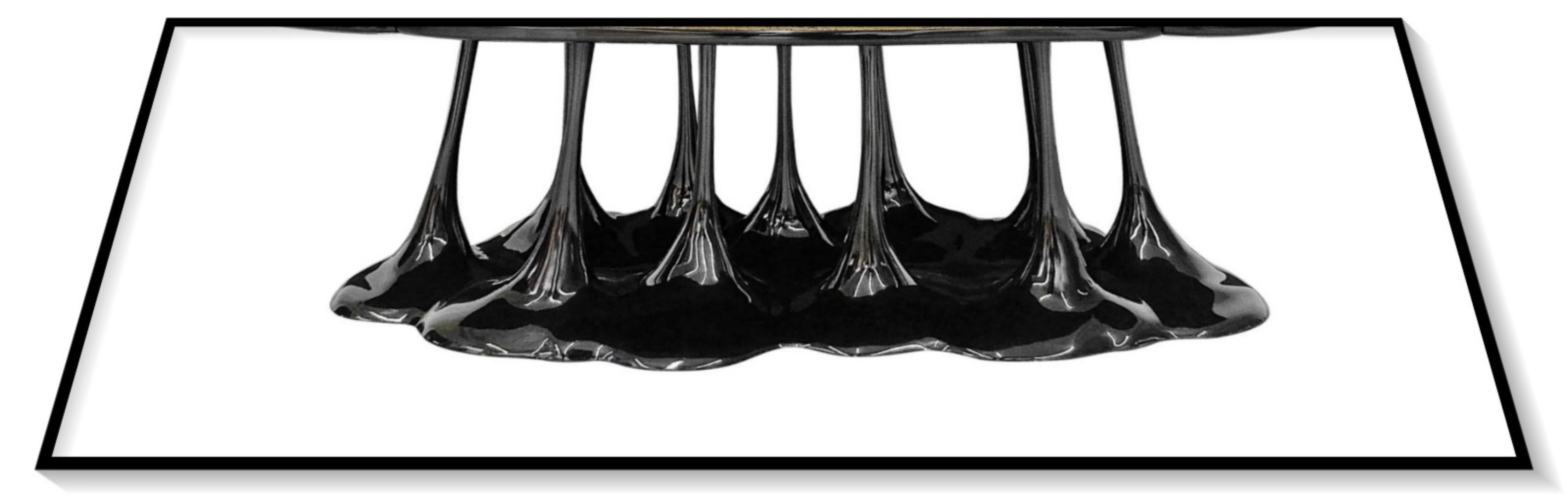 Portugais Am designs Table de salle à manger laquée en noir avec finition brillante 8/10 personnes en vente