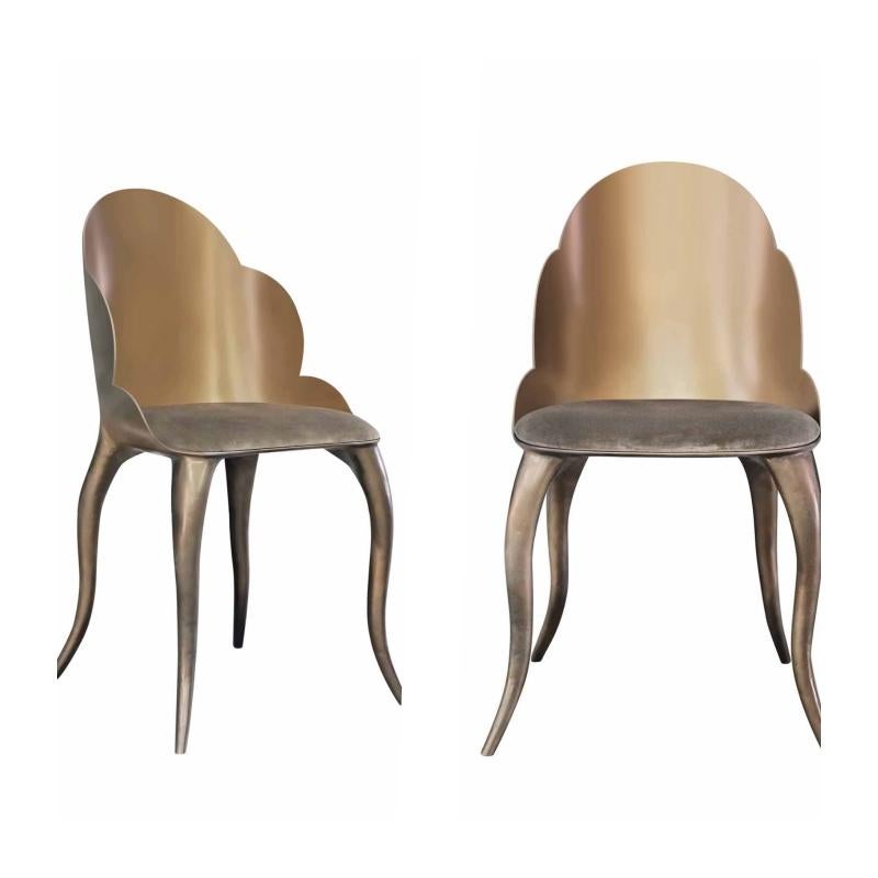 Modern New Design Lower Chair in Aged Gold Color For Sale