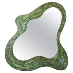 New Design Mirror in Resin and Fiberglass Finished in Verdigris Color