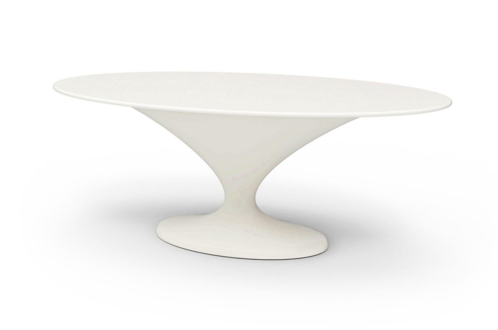 SUMMER 2024

Dining table

General information

Oval top, matte white lacquering.
Dimensions
200 x 120 x 75 cm /
78.7 x 47.2 x 29.5 in
Weight
125 kg / 275.6 lbs
Seats
6 to 8

Materials and colors

Structure: Resin reinforced with fiberglass,