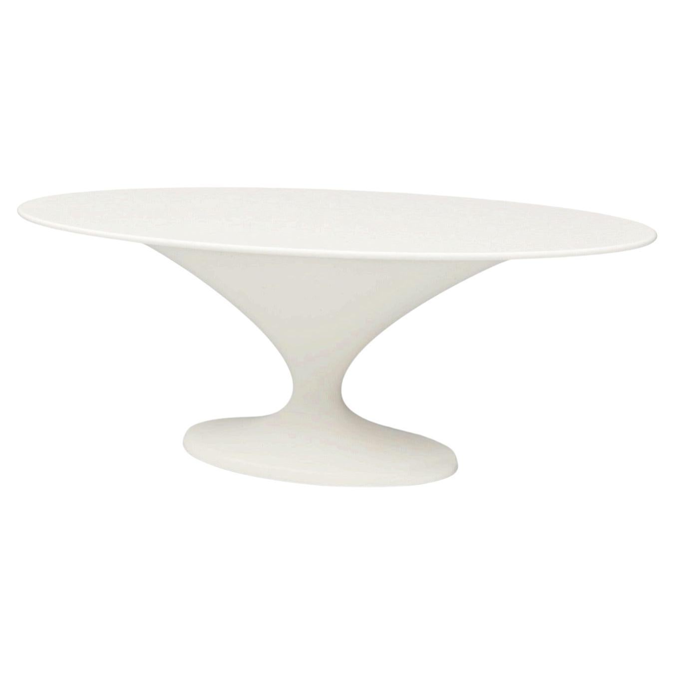 Table de salle à manger ovale New Design en blanc mat adaptée à l'extérieur SUMMER 2024