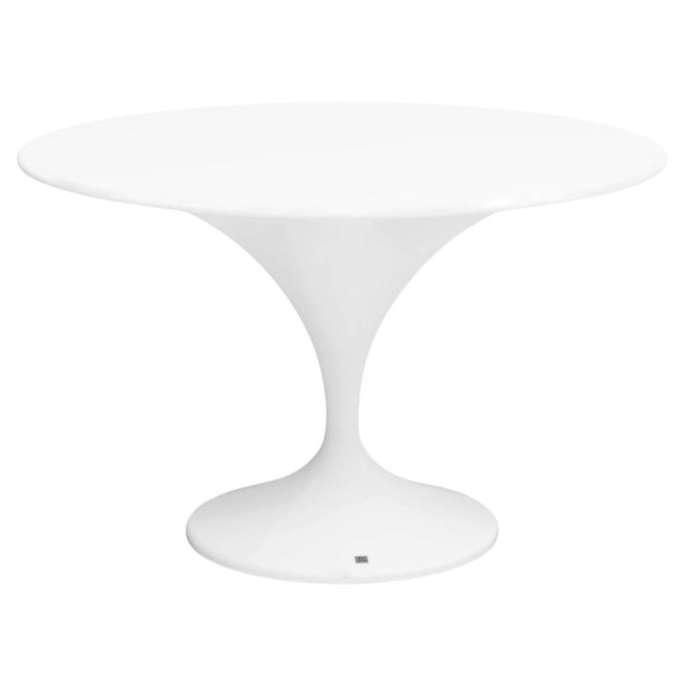 Table de salle à manger ronde New Design en blanc mat adaptée à l'extérieur SUMMER 2024