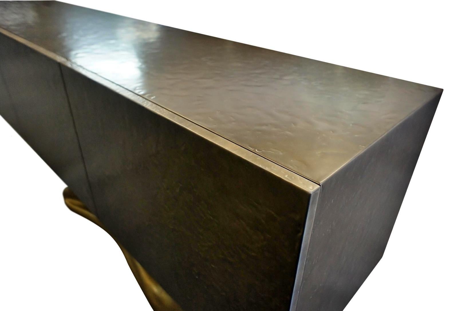 Modern New Design Sideboard in Wood Finished in Brass Color on 
