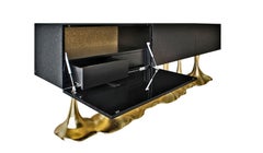 New Design Sideboard in Wood finished in High Gloss Black on "Vitrified" Texture