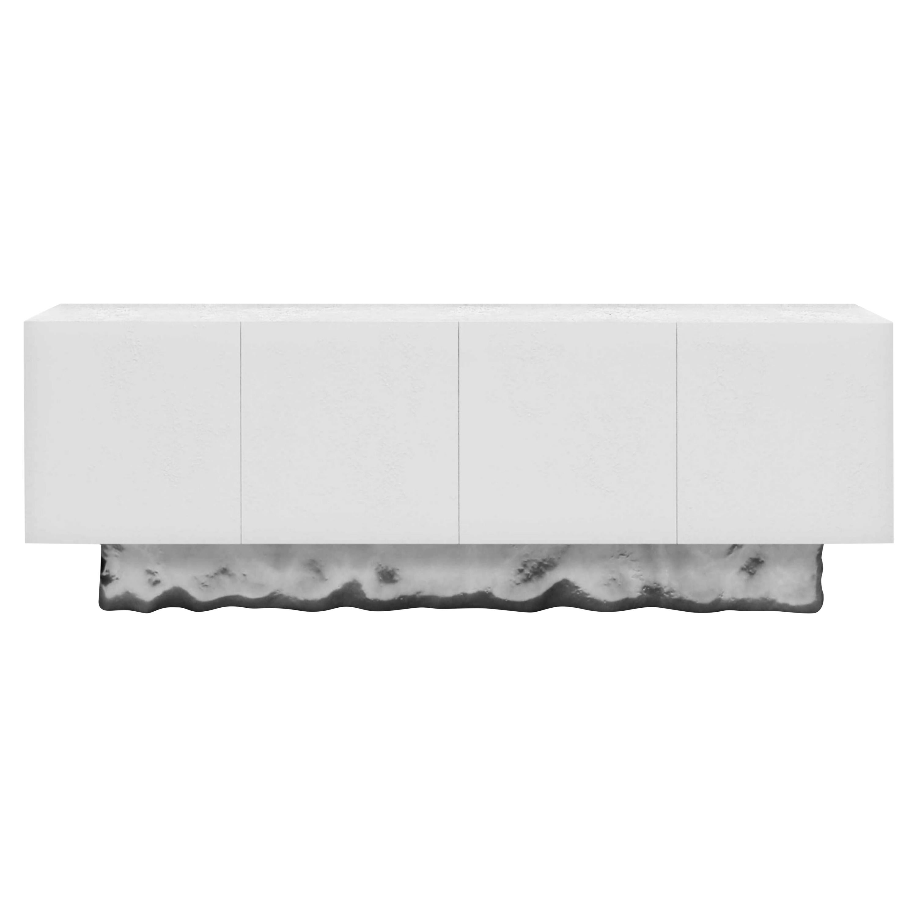 New Design Sideboard in Wood finished in White High Gloss For Sale