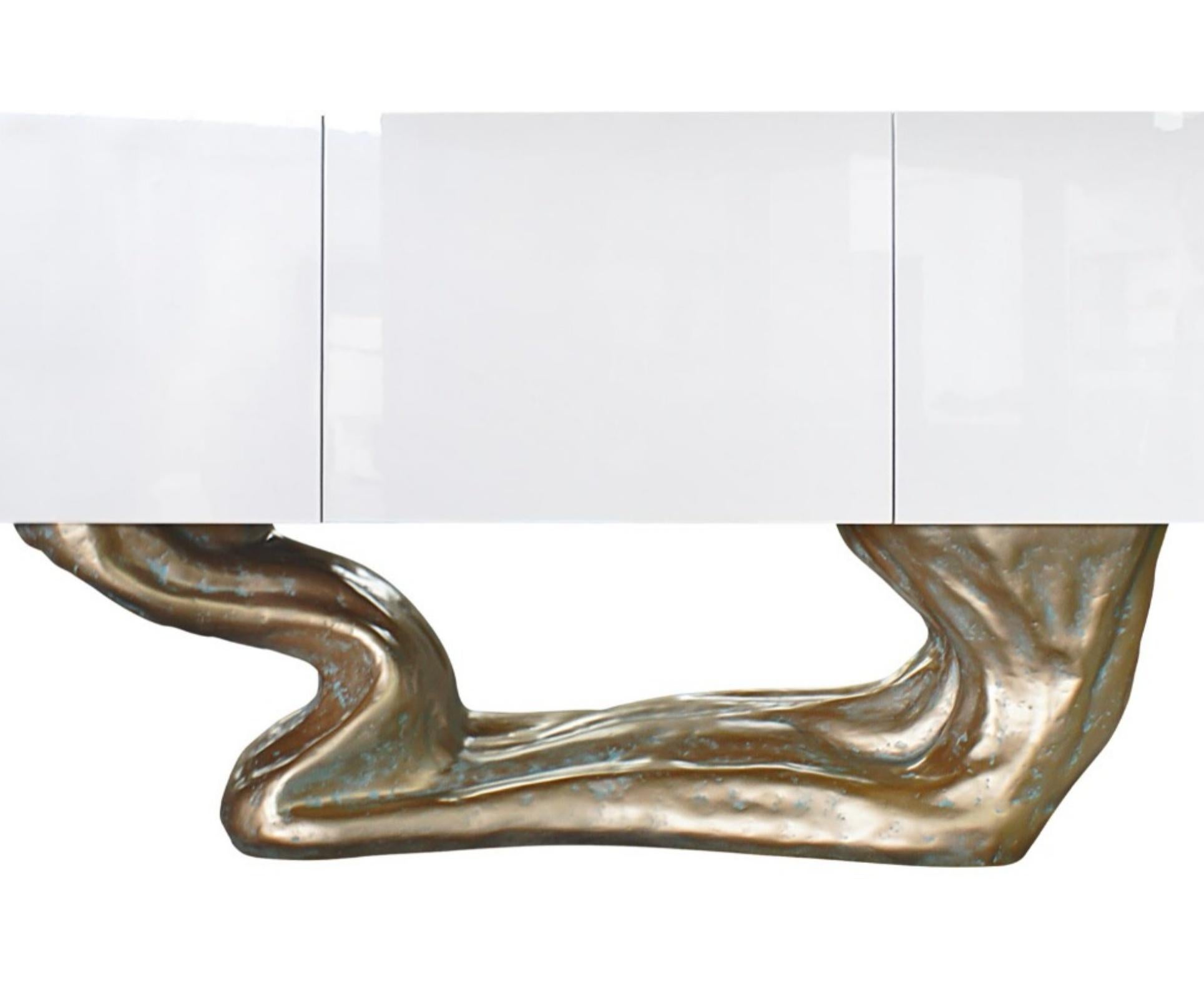Modern New Design Sideboard in Wood Lacquered in High Gloss White For Sale