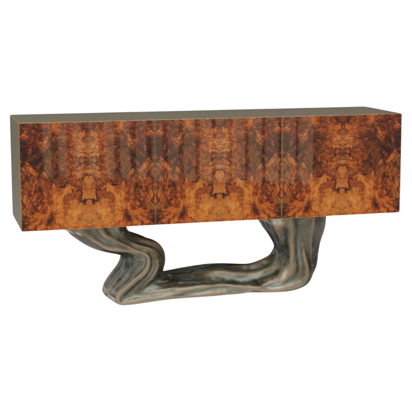 New Design Sideboard in Wood with Walnut Root Veneer For Sale