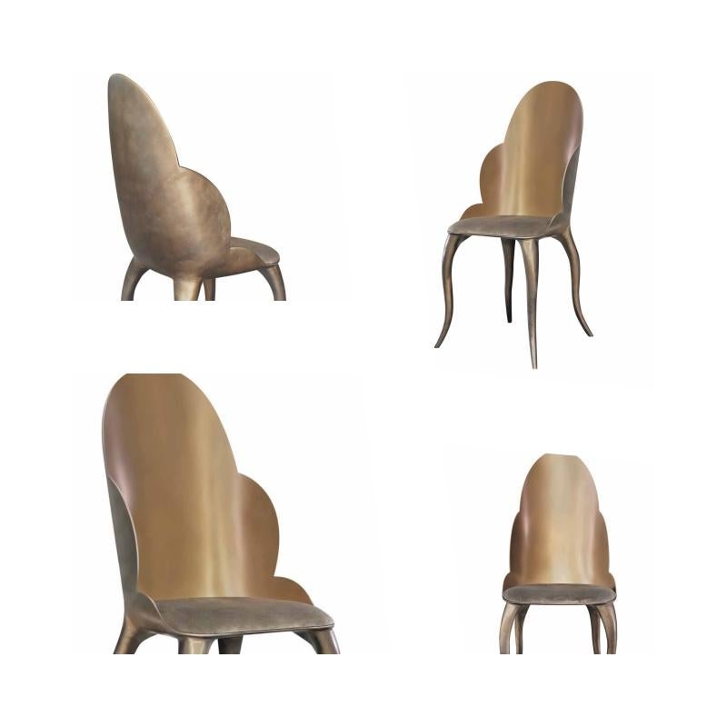 Modern New Design Taller Chair in Aged Gold Color For Sale