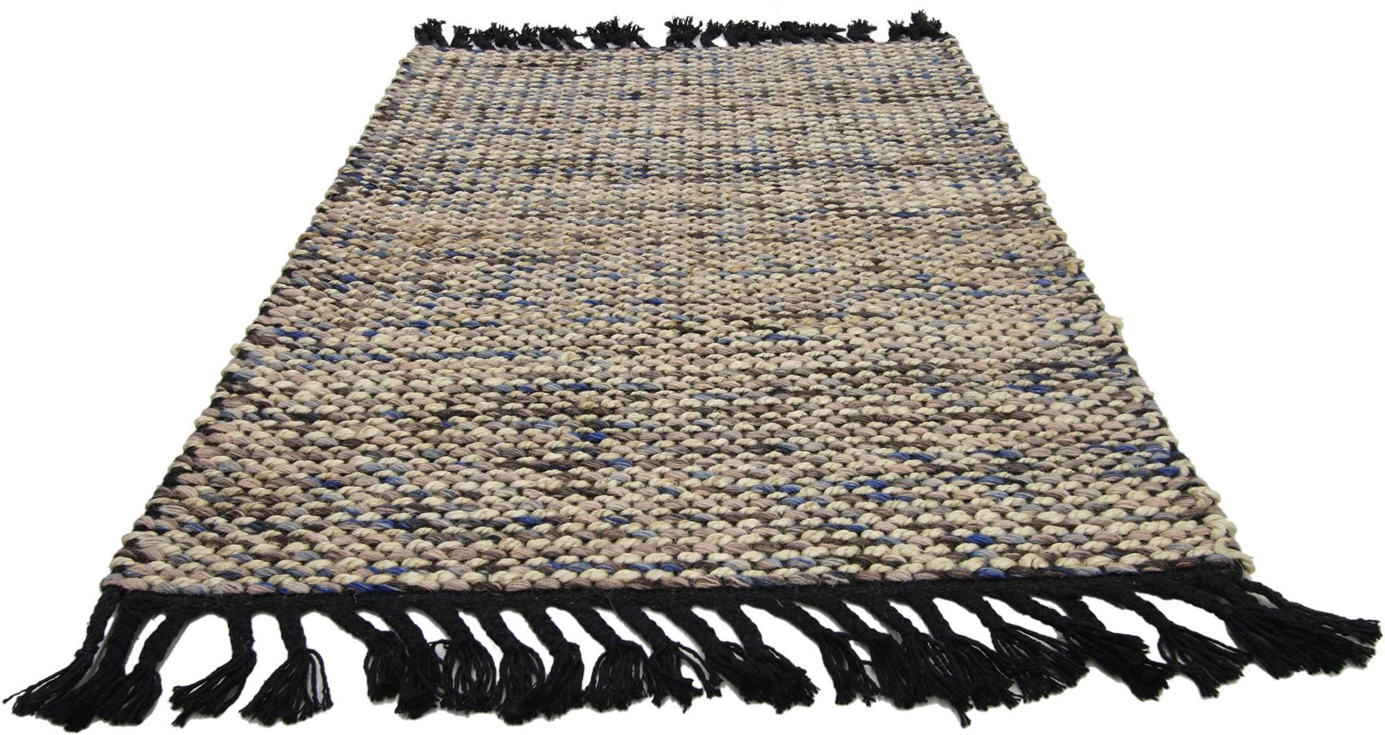 Moderne Tapis Kilim Dhurrie à tissage plat avec style de maison de lac moderne, tapis sur mesure en vente