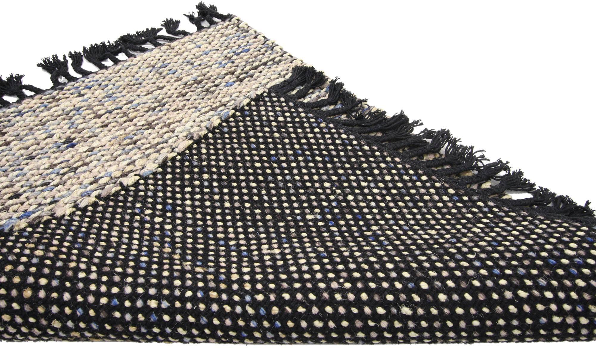 Dhurrie Flachgewebter Kelim-Teppich mit modernem Lake House-Stil, maßgefertigter Teppich (Indisch) im Angebot