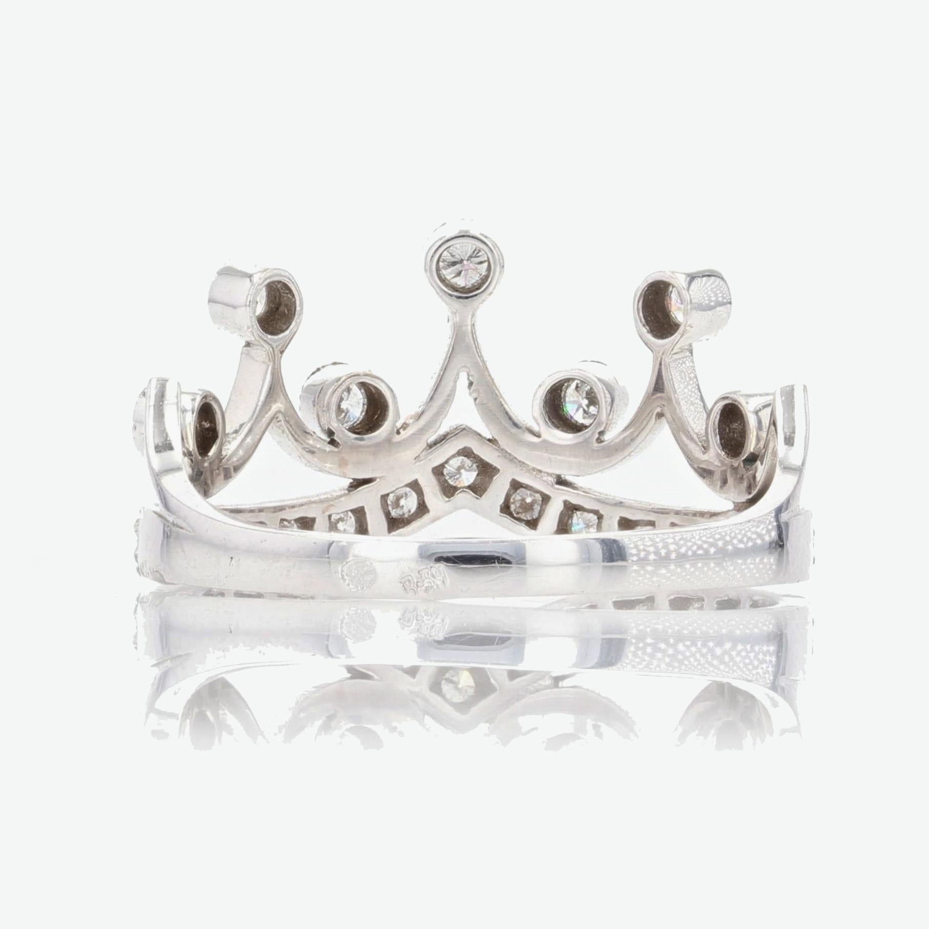 New Diamond 18 Karat White Gold Tiara Ring For Sale 3