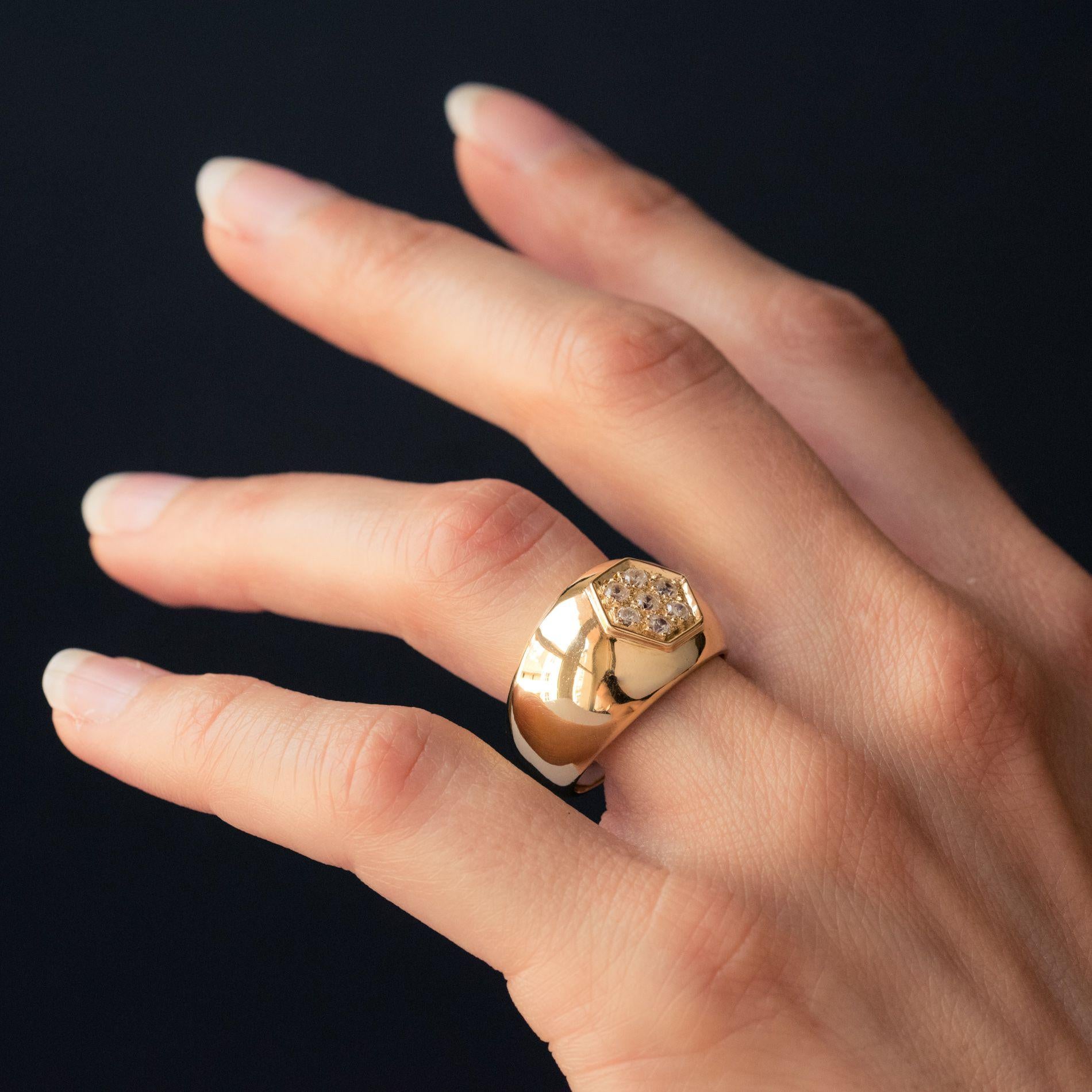 Contemporary New Diamond 18 Karat Yellow Gold Large Band Ring For Sale