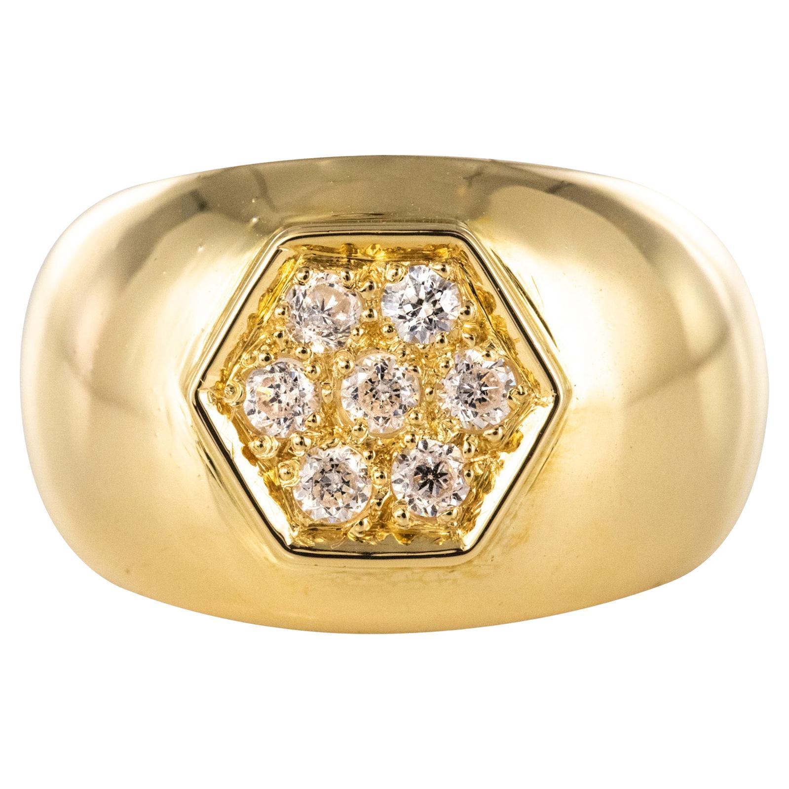 New Diamond 18 Karat Yellow Gold Large Band Ring