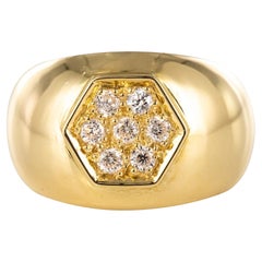 New Diamond 18 Karat Yellow Gold Large Band Ring