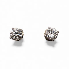 New Diamond and White Gold Four Claw Stud Earrings, 4.64 Carats