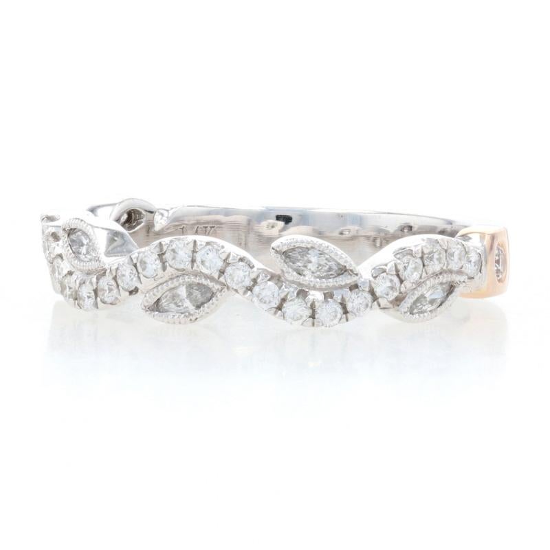 Marquise Cut Diamond Band Ring, 14k White Gold Wedding Anniversary Vine Marquise .43ctw