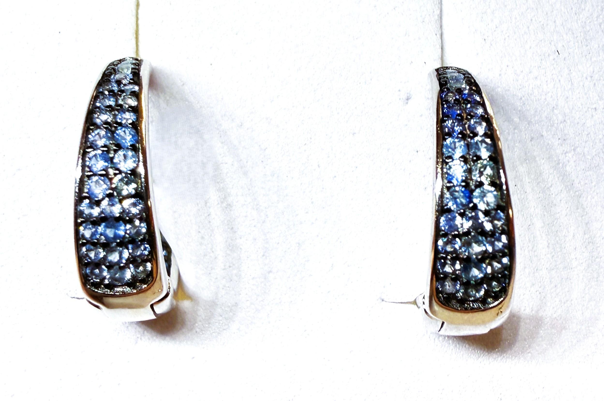 Nuevo Zafiro azul talla diamante de 0,50 quilates Pendientes de plata de ley PL Oro de 14k W Art Decó en venta