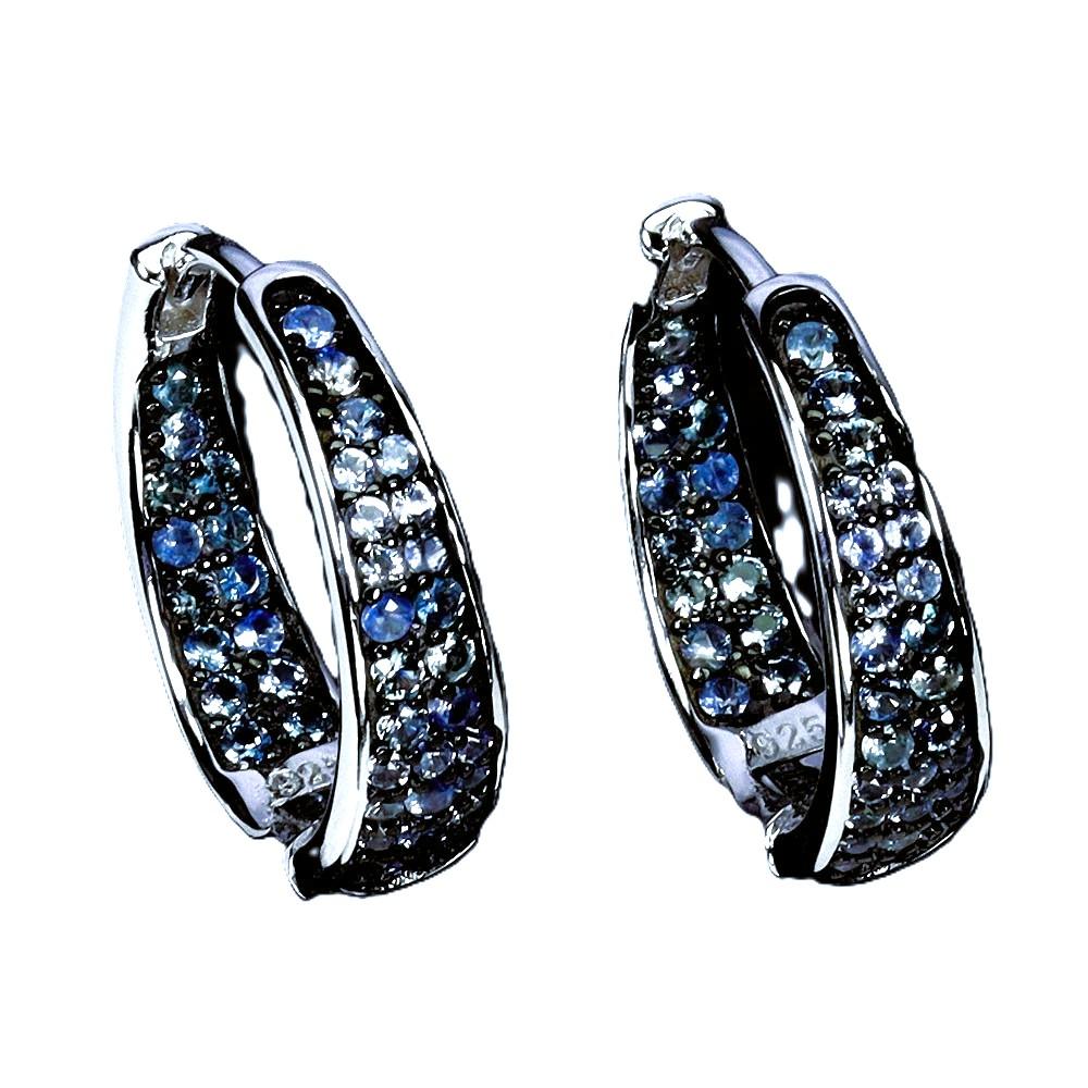 Nuevo Zafiro azul talla diamante de 0,50 quilates Pendientes de plata de ley PL Oro de 14k W Corte brillante en venta