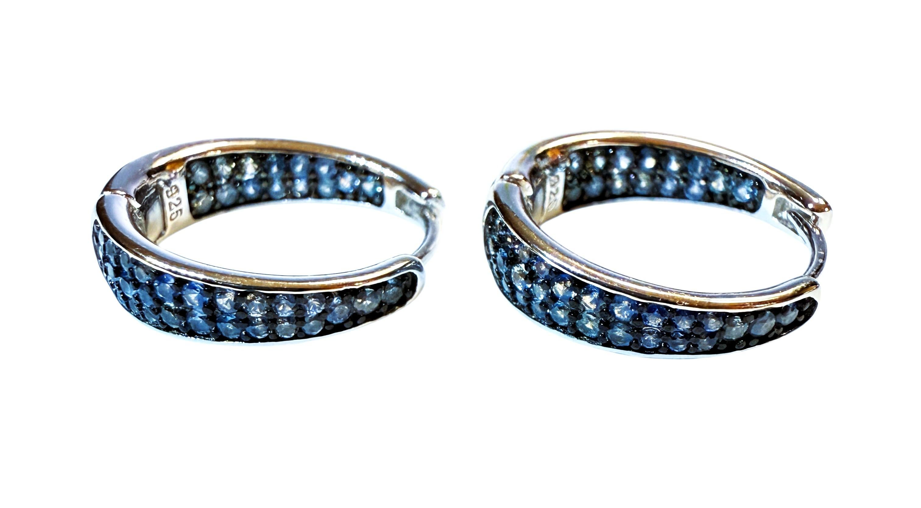 Nuevo Zafiro azul talla diamante de 0,50 quilates Pendientes de plata de ley PL Oro de 14k W en Excelente estado para la venta en Eagan, MN