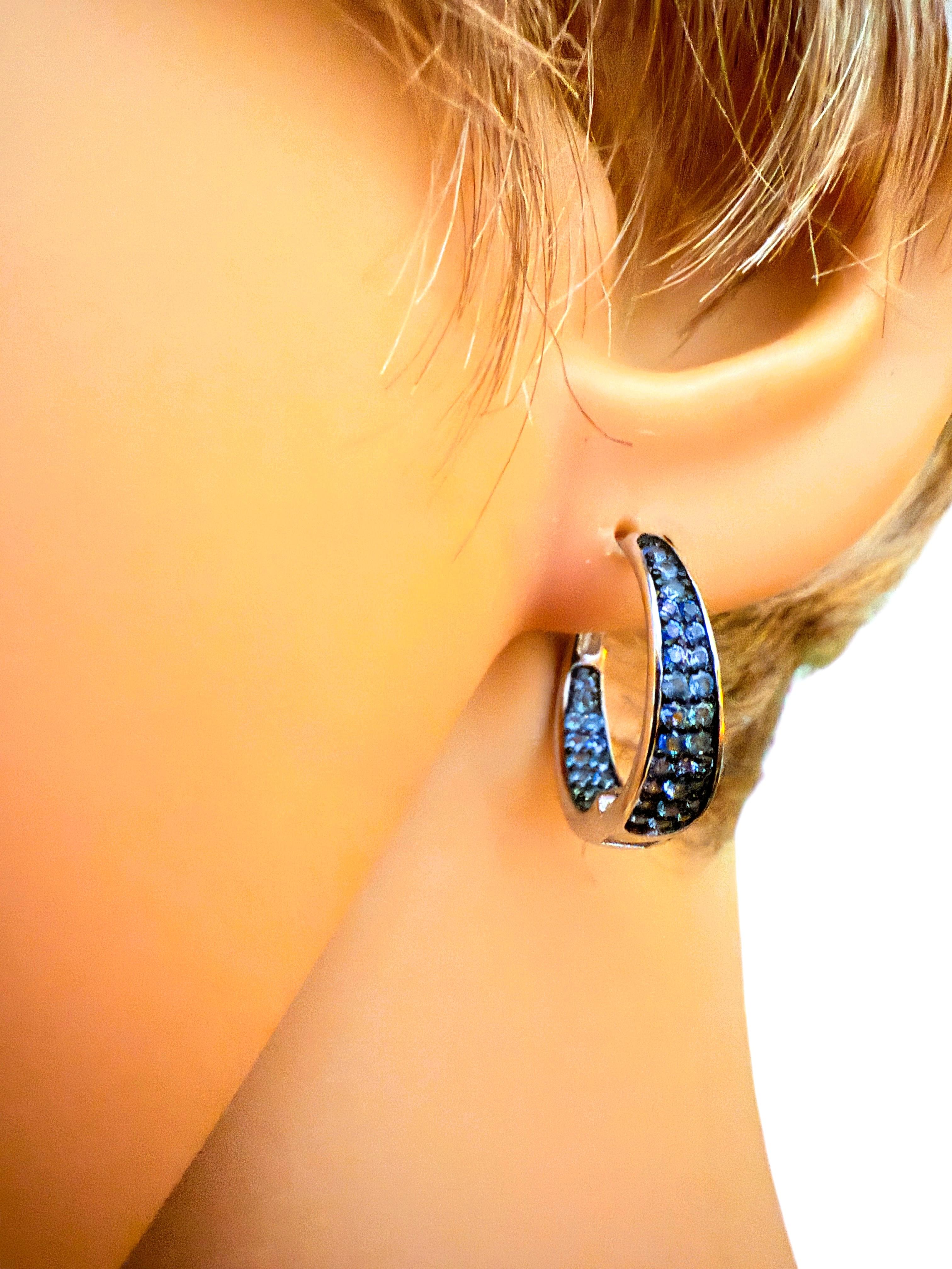 Nuevo Zafiro azul talla diamante de 0,50 quilates Pendientes de plata de ley PL Oro de 14k W en venta 1