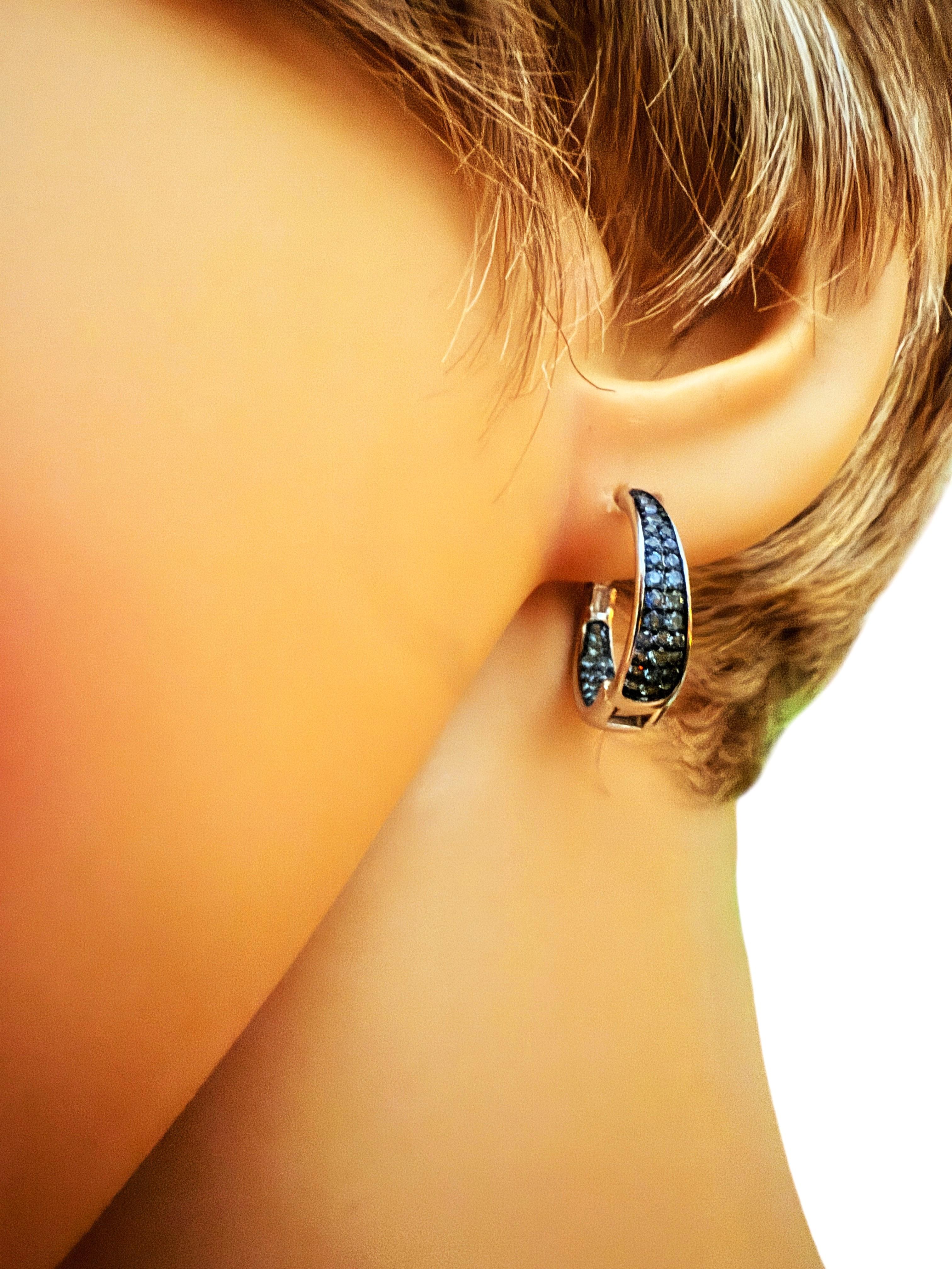 Nuevo Zafiro azul talla diamante de 0,50 quilates Pendientes de plata de ley PL Oro de 14k W en venta 2