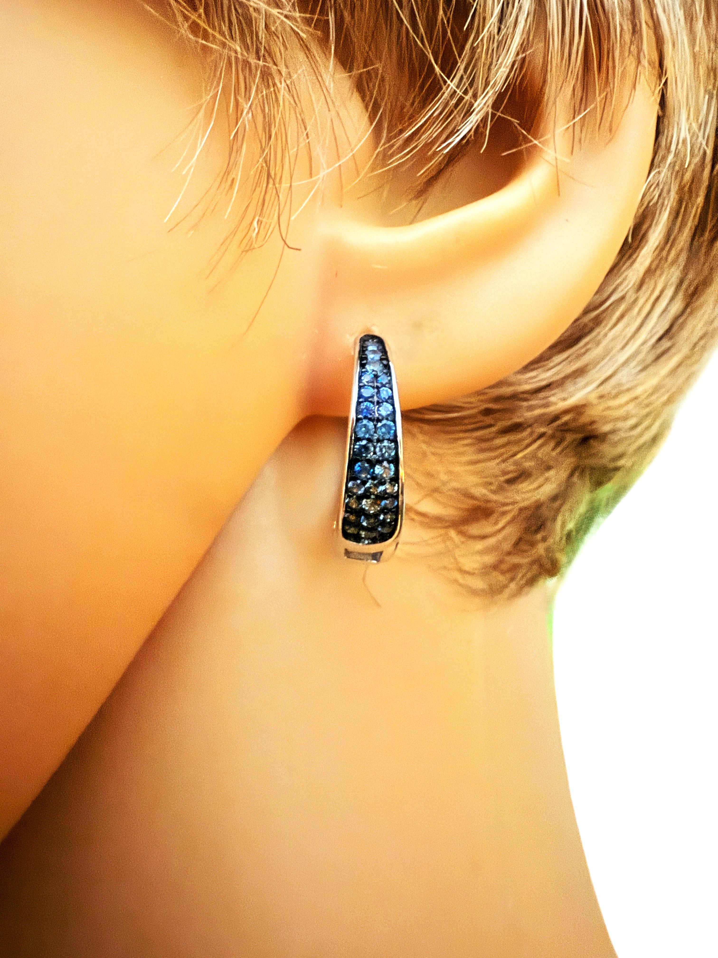 Nuevo Zafiro azul talla diamante de 0,50 quilates Pendientes de plata de ley PL Oro de 14k W en venta 3