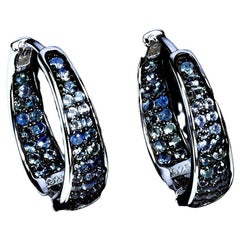 New Diamond Cut .50 Carat Blue Sapphire 14k W Gold PL Sterling Silver Earrings