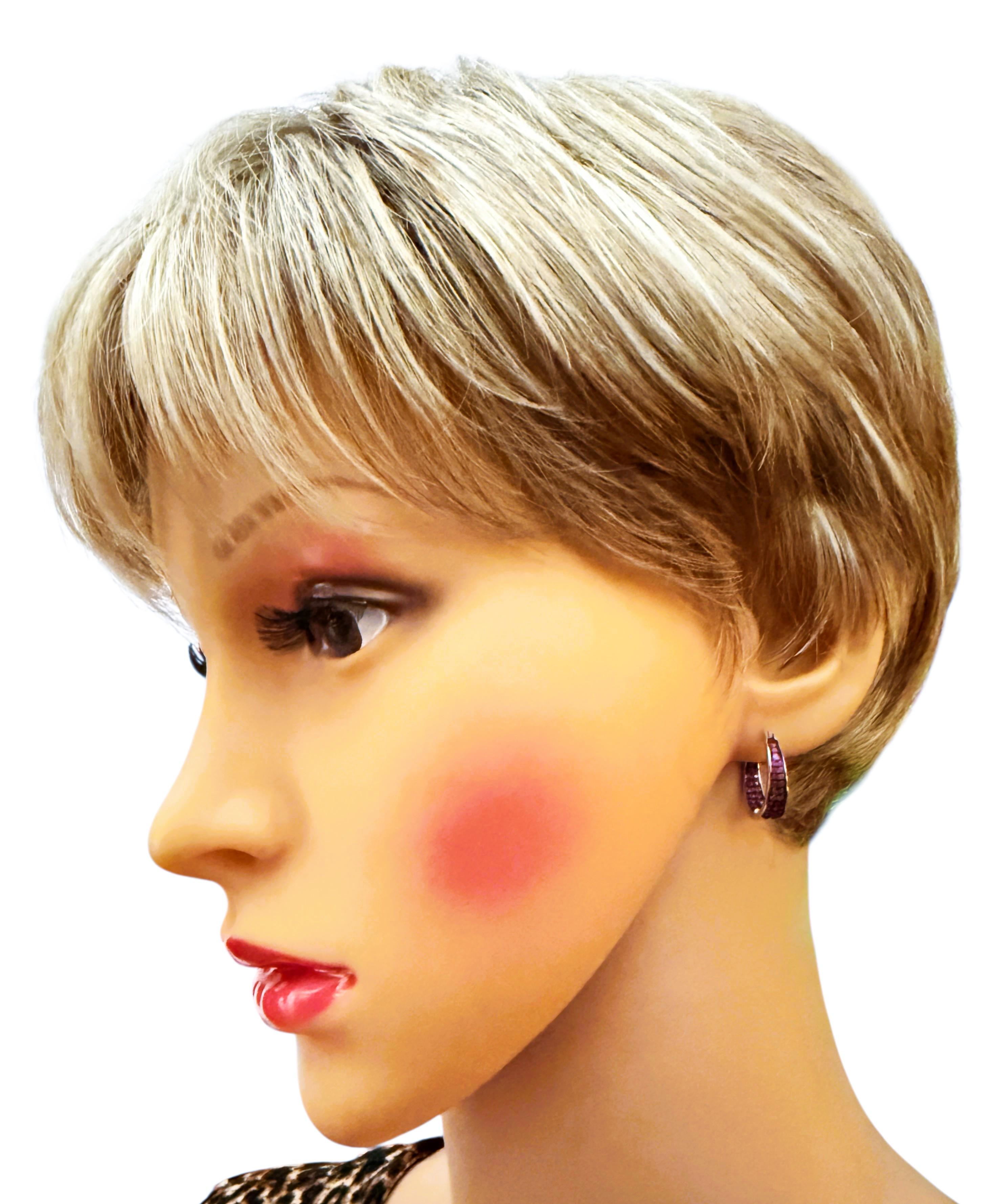 New Diamond Cut .50 Karat Roter Saphir 14k W Gold PL Sterling Silber Ohrringe Damen im Angebot