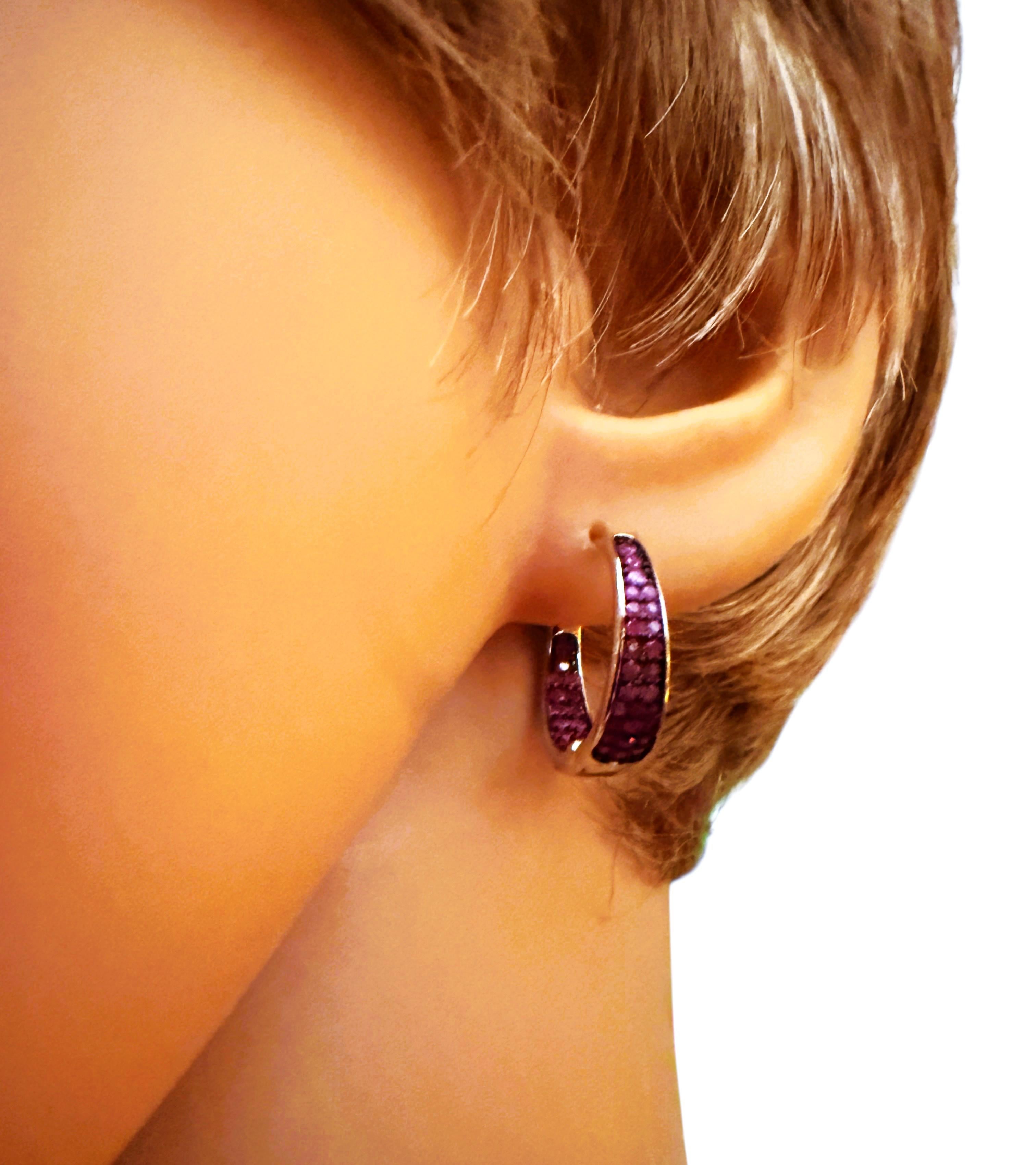 New Diamond Cut .50 Karat Roter Saphir 14k W Gold PL Sterling Silber Ohrringe im Angebot 1