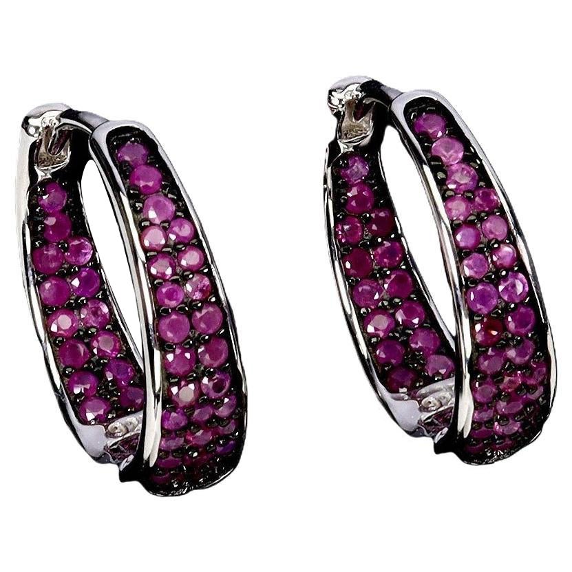 New Diamond Cut .50 Carat Red Sapphire 14k W Gold PL Sterling Silver Earrings