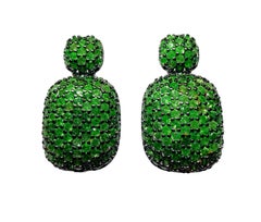 &New Diamantschliff Pave Tsavorit Granat 14k Weißgold PL Sterling Ohrring