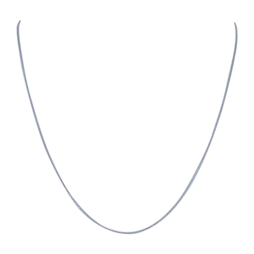 Kette mit Diamantschliff-Weizenkette, 14k Weißgold Frühlingsring-Verschluss
