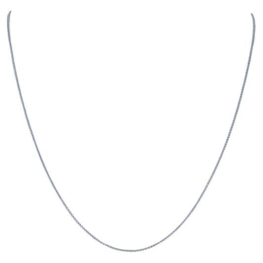 NOUVEAU Collier en chaîne de blé taillé en diamant 16" - Fermoir anneau à ressort en or blanc 14k en vente