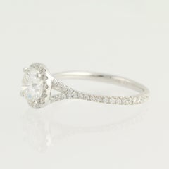 Diamond Engagement Ring, 14 Karat White Gold Halo GIA Solitaire 1.52 Carat