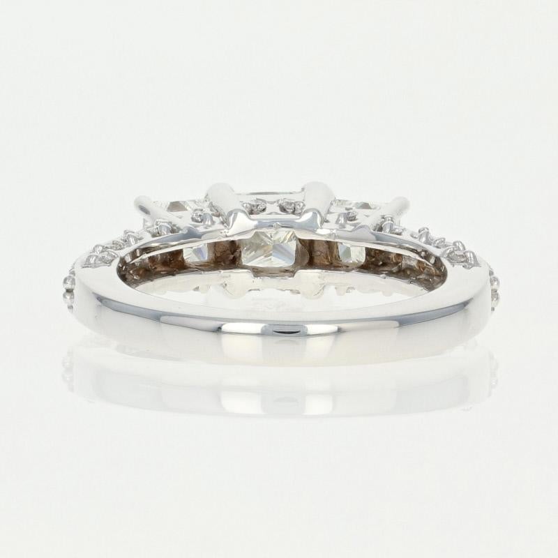 Princess Cut Diamond Engagement Ring, 18 Karat Gold Three-Stone GIA VVS1 Princess 1.95 Carat