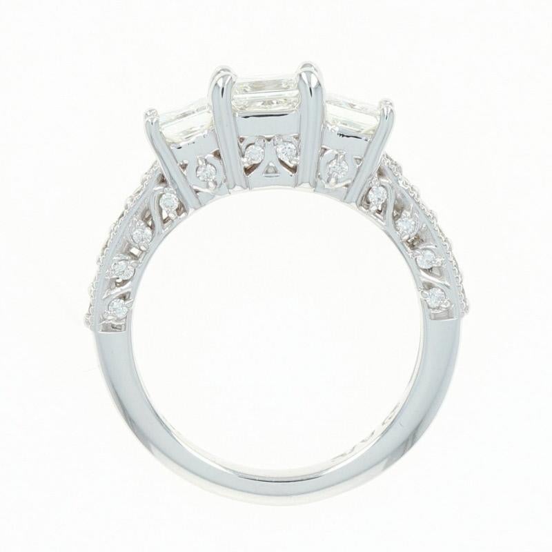 Diamond Engagement Ring, 18 Karat Gold Three-Stone GIA VVS1 Princess 1.95 Carat In New Condition In Greensboro, NC