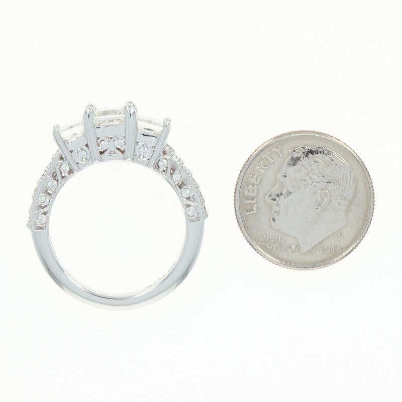 Diamond Engagement Ring, 18 Karat Gold Three-Stone GIA VVS1 Princess 1.95 Carat 1