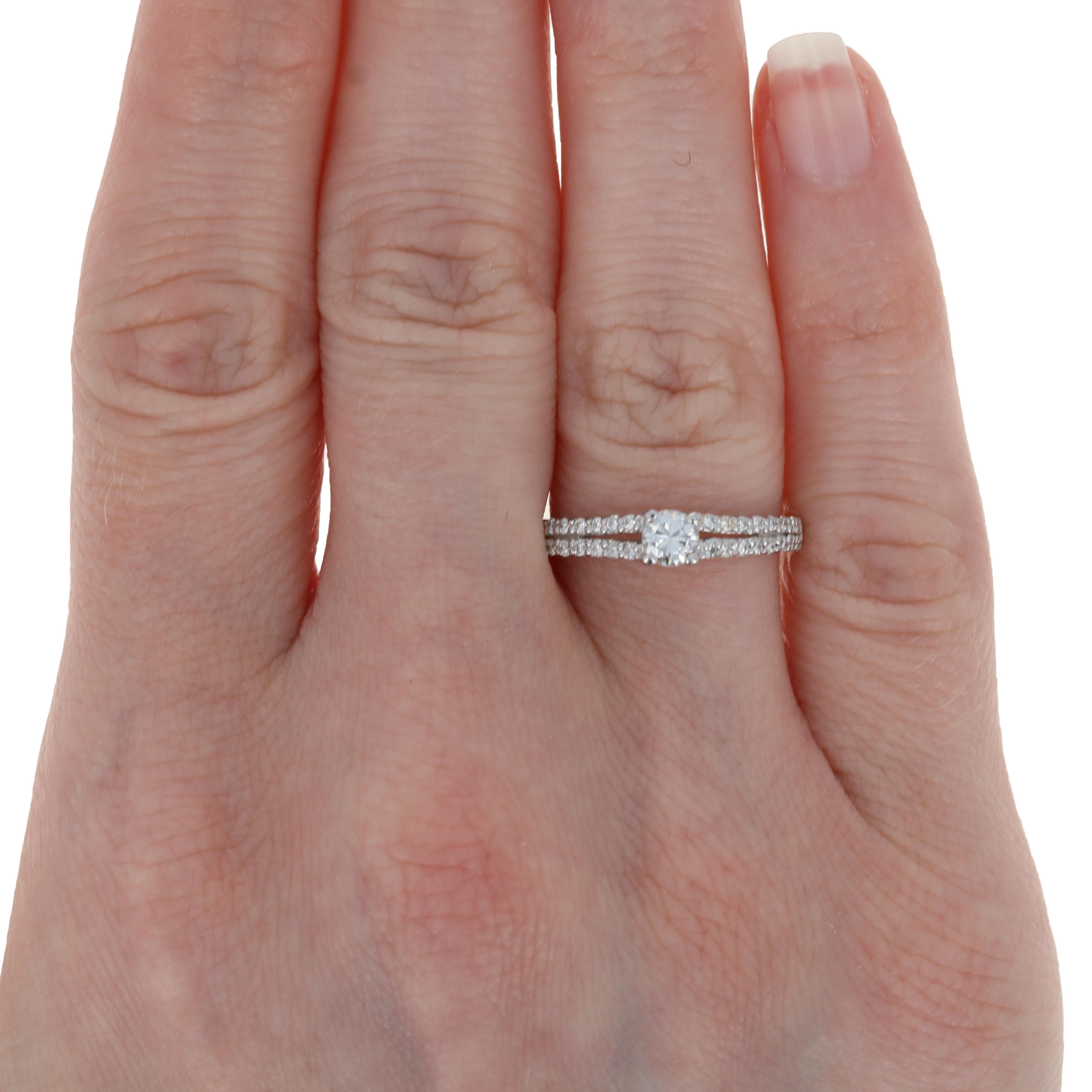 For Sale:  New Diamond Engagement Ring & Wedding Band, 14k White Gold .37ctw 3