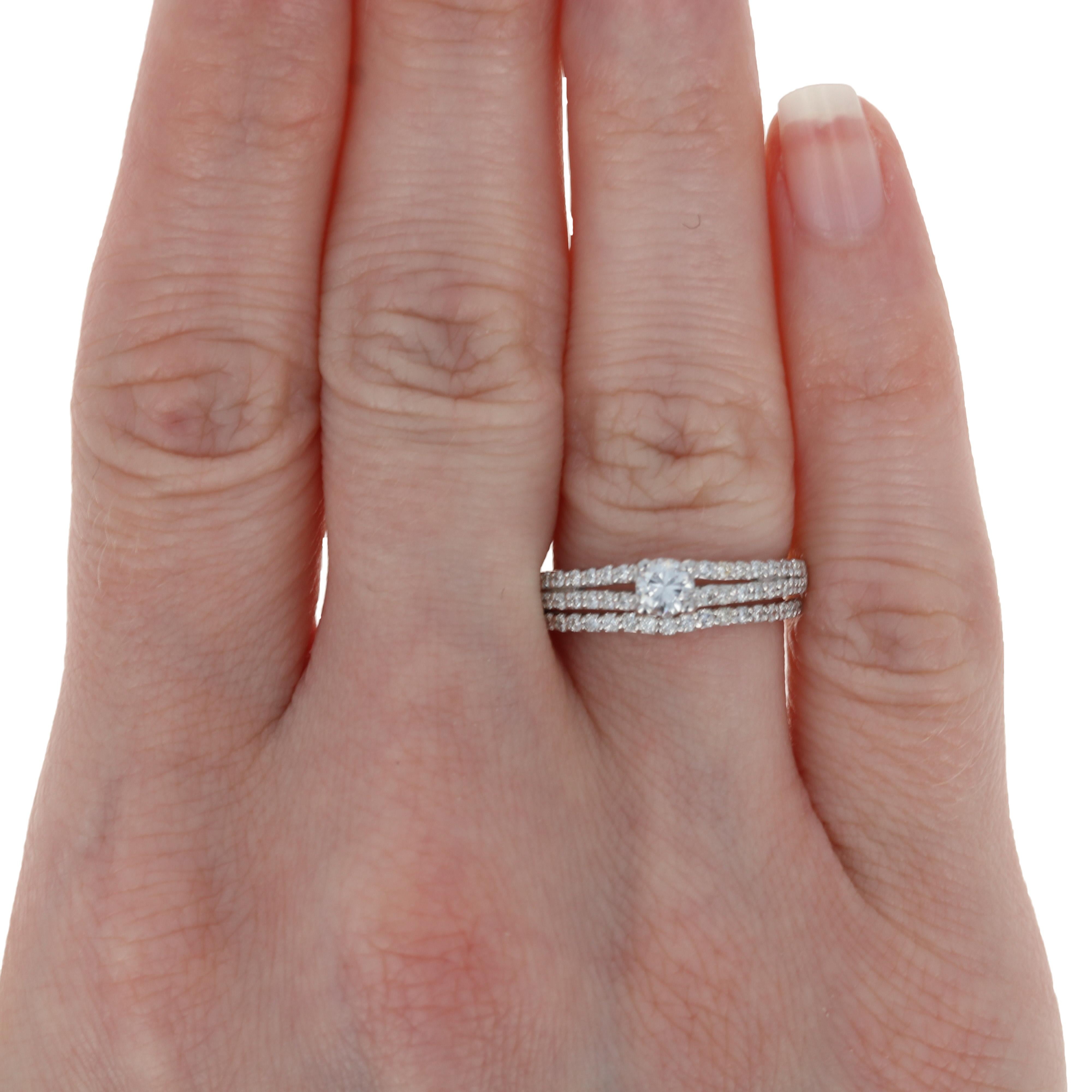 For Sale:  New Diamond Engagement Ring & Wedding Band, 14k White Gold .37ctw 4