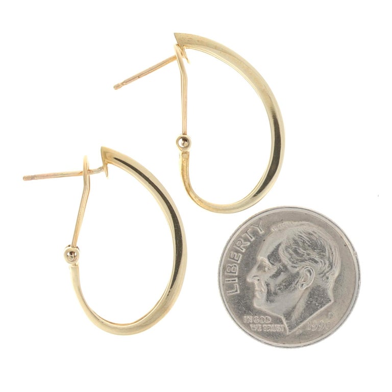 New Diamond J-Hoop Earrings, 10k Yellow Gold Pierced Round Cut 1.00ctw ...
