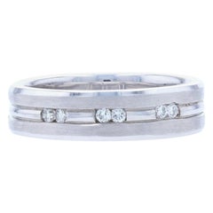New Diamond Men's Wedding Band, 14 Karat White Gold Ring .12 Carat