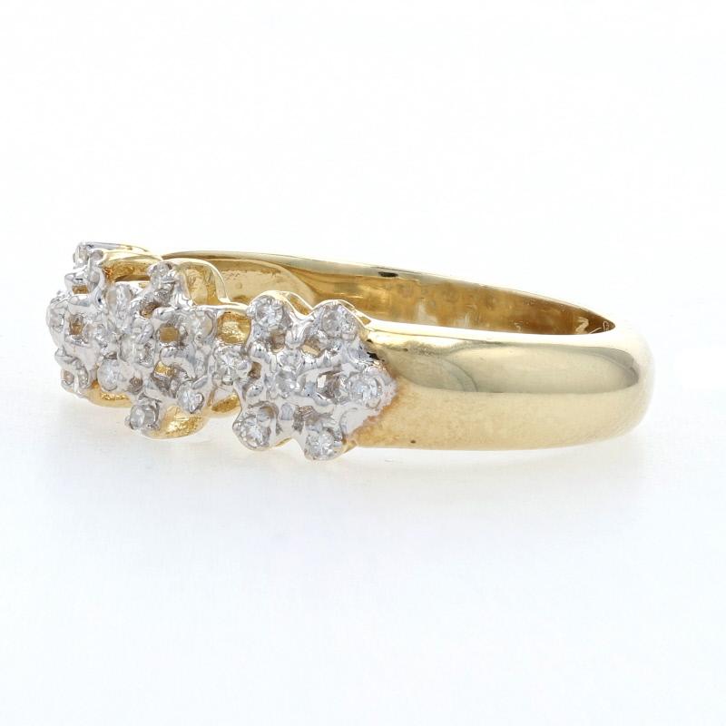 For Sale:  New Diamond Ring, 10k Gold Flowers Snowflakes Single Cut .20ctw 2
