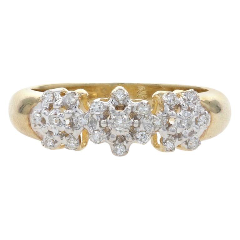 For Sale:  New Diamond Ring, 10k Gold Flowers Snowflakes Single Cut .20ctw