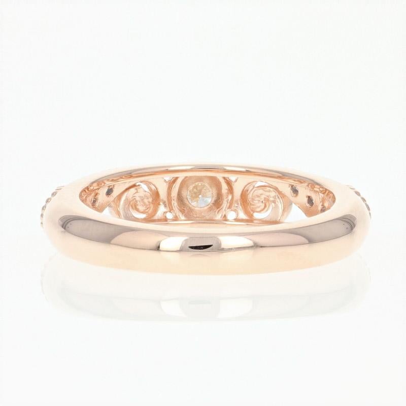 Diamond and Sapphire Ring, 14 Karat Rose Gold Milgrain Round Cut .30 Carat In New Condition In Greensboro, NC