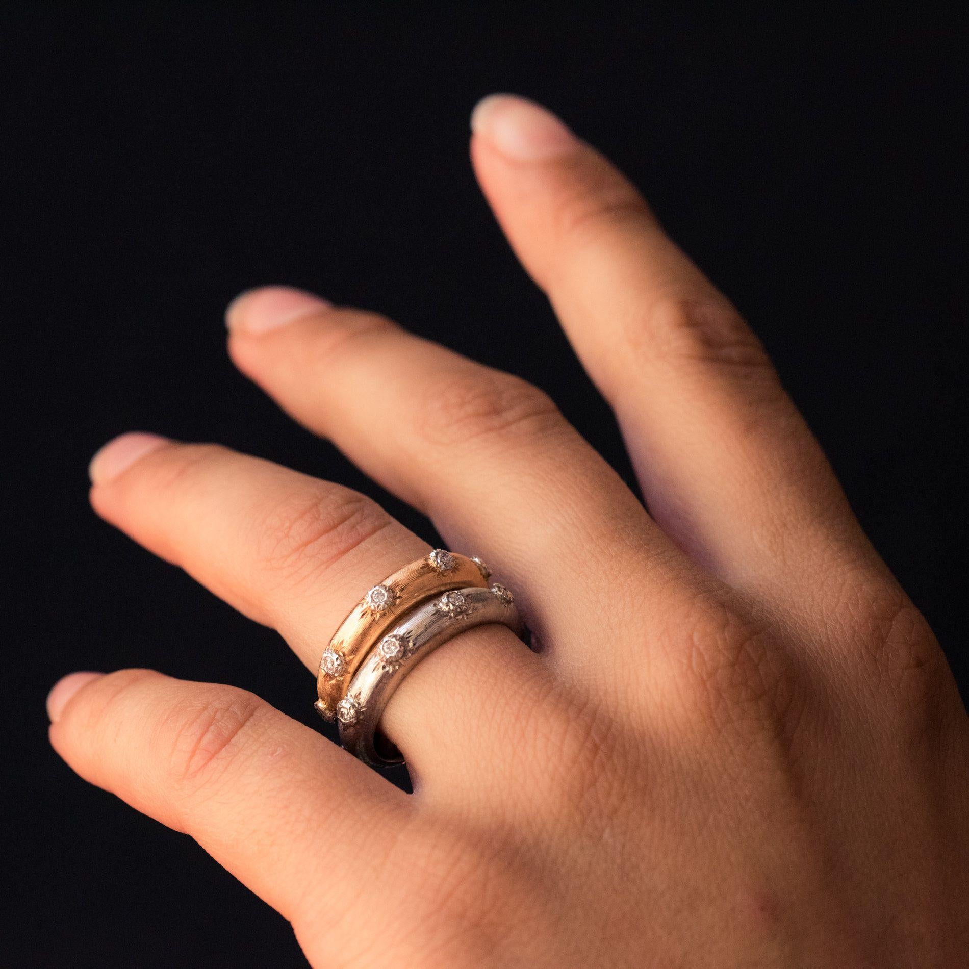 New Diamond 18 Karat Satin Rose Gold Band Ring For Sale 4