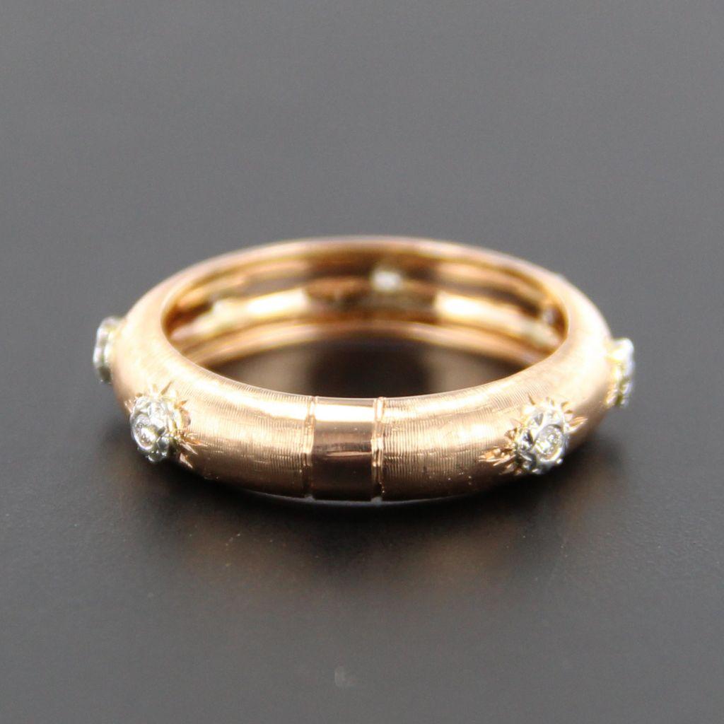 New Diamond 18 Karat Satin Rose Gold Band Ring For Sale 6